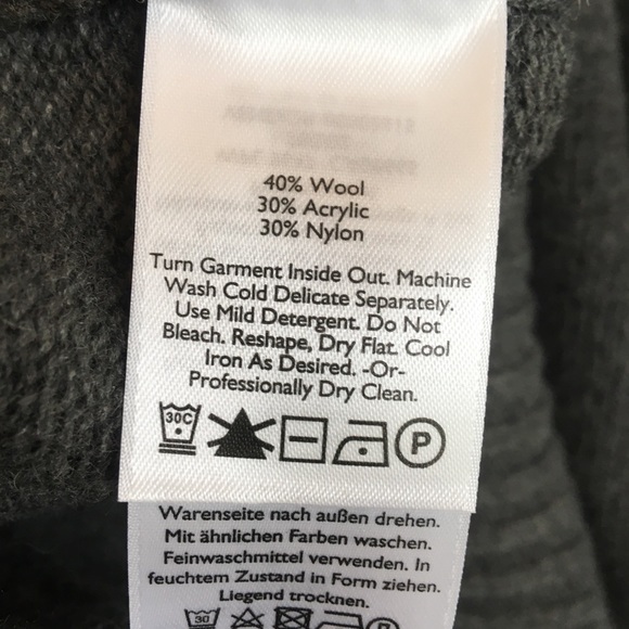 Eddie Bauer Mens Sweater Wool Blend Knit Gray Collard Winter Holiday Preppy L - Picture 12 of 13